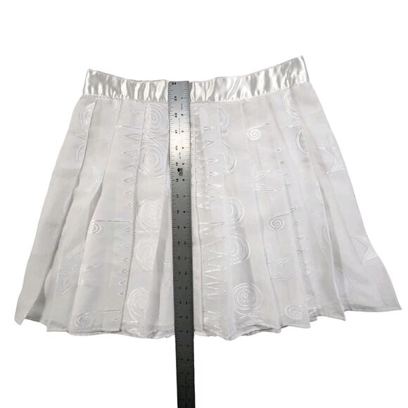 VINTAGE Tail Pleated Tennis Skirt Sz 12 White Raw Edge Appliques Pickleball Golf - Picture 11 of 13
